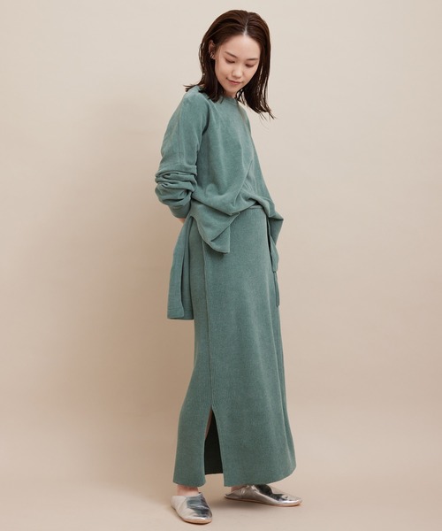 SALON adam et rope'(サロン アダム エ ロペ)の「【極上の肌ざわり】リブタイトスカート -CreamyCotton /クリーミーコットン-(スカート・レディース・グレー/グリーン・FREE)」の3枚目の写真