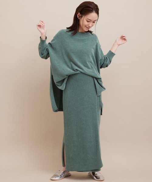 SALON adam et rope'(サロン アダム エ ロペ)の「【極上の肌ざわり】リブタイトスカート -CreamyCotton /クリーミーコットン-(スカート・レディース・グレー/グリーン・FREE)」の4枚目の写真