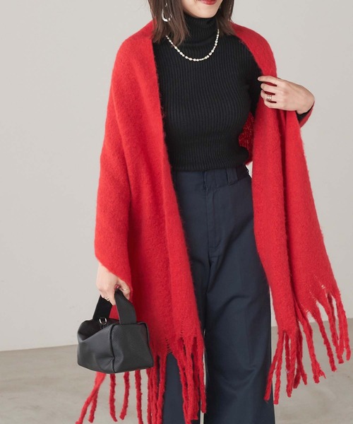 Chaco closet（チャコ クローゼット）の「もこもこボリュームマフラー（マフラー・レディース・チャコールグレー/カーキ/レッド/ブラウン/グリーン/ライトグレー/ブルー/モカ/ブラック/オレンジ/グレイッシュベージュ/ネイビー/マスタード/ピンクベージュ/チェリーピンク/ライトグリーン/アイボリー/ベージュ/グレイッシュブルー・FREE）」の18枚目の写真