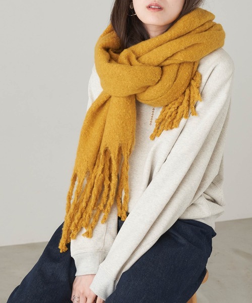 Chaco closet（チャコ クローゼット）の「もこもこボリュームマフラー（マフラー・レディース・チャコールグレー/カーキ/レッド/ブラウン/グリーン/ライトグレー/ブルー/モカ/ブラック/オレンジ/グレイッシュベージュ/ネイビー/マスタード/ピンクベージュ/チェリーピンク/ライトグリーン/アイボリー/ベージュ/グレイッシュブルー・FREE）」の15枚目の写真