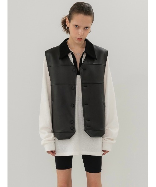 ANOTHERYOUTH(アナザーユース)の「【ANOTHERYOUTH/アナザーユース】logo leather vest/ロゴ レザー ベスト(ベスト・メンズ・ブラック・ONE SIZE)」の13枚目の写真