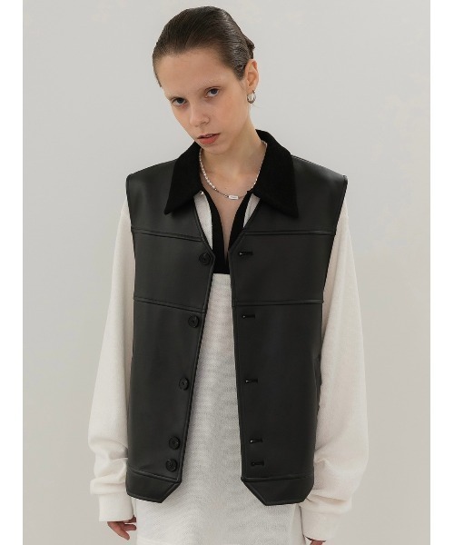 ANOTHERYOUTH(アナザーユース)の「【ANOTHERYOUTH/アナザーユース】logo leather vest/ロゴ レザー ベスト(ベスト・メンズ・ブラック・ONE SIZE)」の10枚目の写真