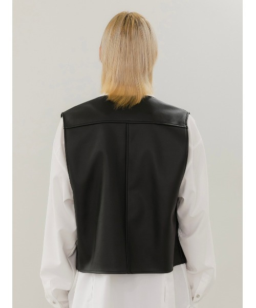 ANOTHERYOUTH(アナザーユース)の「【ANOTHERYOUTH/アナザーユース】logo leather vest/ロゴ レザー ベスト(ベスト・メンズ・ブラック・ONE SIZE)」の6枚目の写真