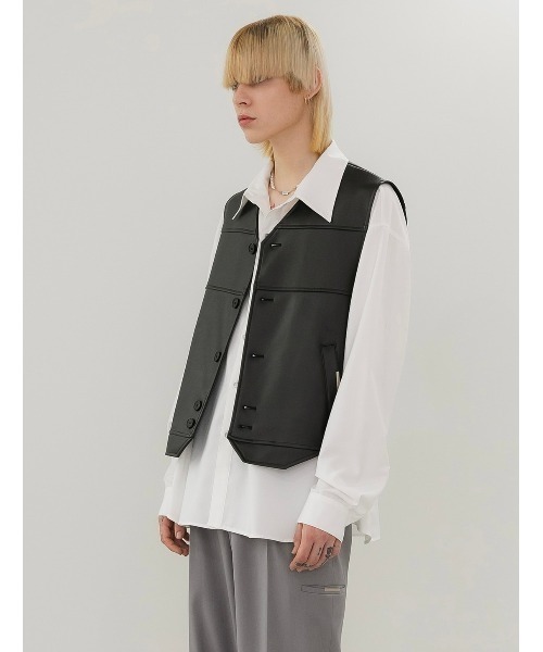 ANOTHERYOUTH(アナザーユース)の「【ANOTHERYOUTH/アナザーユース】logo leather vest/ロゴ レザー ベスト(ベスト・メンズ・ブラック・ONE SIZE)」の5枚目の写真