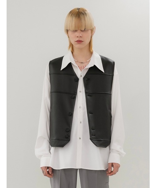 ANOTHERYOUTH(アナザーユース)の「【ANOTHERYOUTH/アナザーユース】logo leather vest/ロゴ レザー ベスト(ベスト・メンズ・ブラック・ONE SIZE)」の16枚目の写真