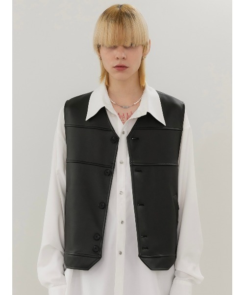 ANOTHERYOUTH(アナザーユース)の「【ANOTHERYOUTH/アナザーユース】logo leather vest/ロゴ レザー ベスト(ベスト・メンズ・ブラック・ONE SIZE)」の8枚目の写真