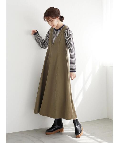 Sugar spoon(シュガースプーン)の「・SUGAR SPOON Vネックフレアジャンスカ*(ジャンパースカート・レディース・ブラック/グレー/カーキ・FREE)」の19枚目の写真