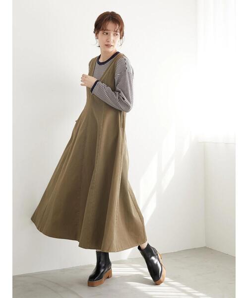 Sugar spoon(シュガースプーン)の「・SUGAR SPOON Vネックフレアジャンスカ*(ジャンパースカート・レディース・ブラック/グレー/カーキ・FREE)」の16枚目の写真