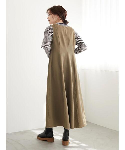 Sugar spoon(シュガースプーン)の「・SUGAR SPOON Vネックフレアジャンスカ*(ジャンパースカート・レディース・ブラック/グレー/カーキ・FREE)」の6枚目の写真