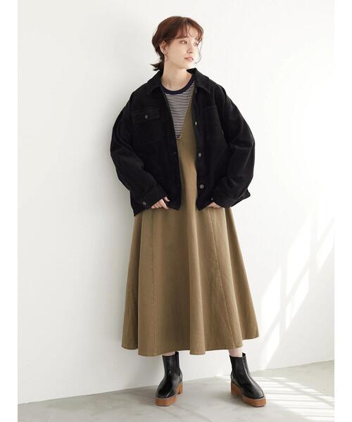 Sugar spoon(シュガースプーン)の「・SUGAR SPOON Vネックフレアジャンスカ*(ジャンパースカート・レディース・ブラック/グレー/カーキ・FREE)」の8枚目の写真