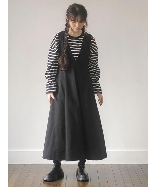 Sugar spoon(シュガースプーン)の「・SUGAR SPOON Vネックフレアジャンスカ*(ジャンパースカート・レディース・ブラック/グレー/カーキ・FREE)」の20枚目の写真