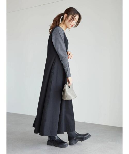 Sugar spoon(シュガースプーン)の「・SUGAR SPOON Vネックフレアジャンスカ*(ジャンパースカート・レディース・ブラック/グレー/カーキ・FREE)」の9枚目の写真