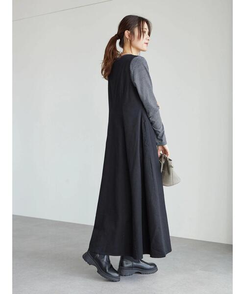 Sugar spoon(シュガースプーン)の「・SUGAR SPOON Vネックフレアジャンスカ*(ジャンパースカート・レディース・ブラック/グレー/カーキ・FREE)」の11枚目の写真