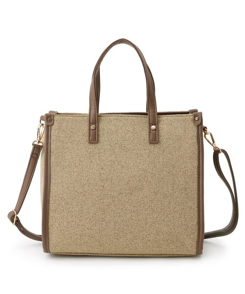 DRESKIP（ドレスキップ）の「◆しきりかばんスクエアトート（トートバッグ・レディース・チャコールグレー/ベージュ/オレンジ・00）」の2枚目の写真