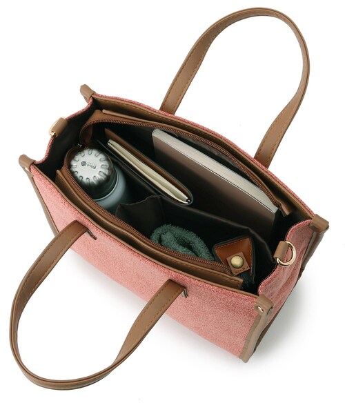 DRESKIP（ドレスキップ）の「◆しきりかばんスクエアトート（トートバッグ・レディース・チャコールグレー/ベージュ/オレンジ・00）」の15枚目の写真