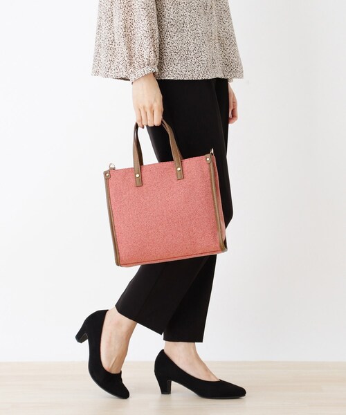 DRESKIP（ドレスキップ）の「◆しきりかばんスクエアトート（トートバッグ・レディース・チャコールグレー/ベージュ/オレンジ・00）」の4枚目の写真