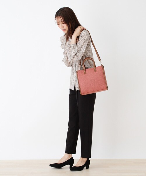 DRESKIP（ドレスキップ）の「◆しきりかばんスクエアトート（トートバッグ・レディース・チャコールグレー/ベージュ/オレンジ・00）」の10枚目の写真