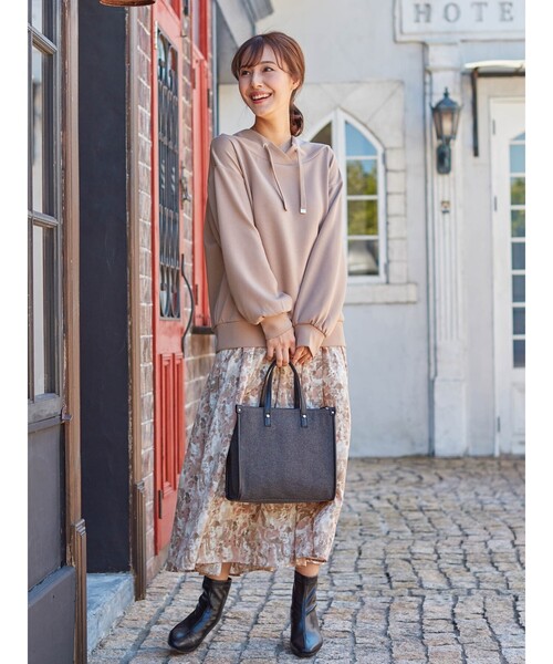 DRESKIP（ドレスキップ）の「◆しきりかばんスクエアトート（トートバッグ・レディース・チャコールグレー/ベージュ/オレンジ・00）」の12枚目の写真