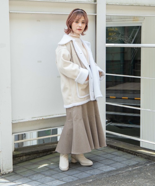 DuKKah(デュカ)の「WEGO/【低身長向け】ボアランチコート(ムートンコート・レディース・ブラウン系その他/アイボリー/ブラック系その他・X-SMALL)」の7枚目の写真