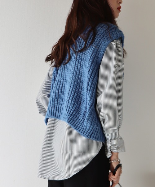 BLUEEAST（ブルーイースト）の「タートルネックケーブルニットベスト（ベスト・レディース・ブラック/ベージュ/ブルー/オレンジ・MEDIUM）」の17枚目の写真