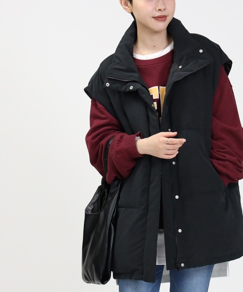 HONEYSUCKLE ROSE（ハニーサックルローズ）の「【HONEYSUCKLE ROSE】ビッグシルエット中綿ベスト（ベスト・レディース・ベージュ/ブラック/オフホワイト・M/L）」の3枚目の写真