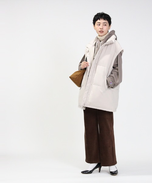 HONEYSUCKLE ROSE（ハニーサックルローズ）の「【HONEYSUCKLE ROSE】ビッグシルエット中綿ベスト（ベスト・レディース・ベージュ/ブラック/オフホワイト・M/L）」の7枚目の写真