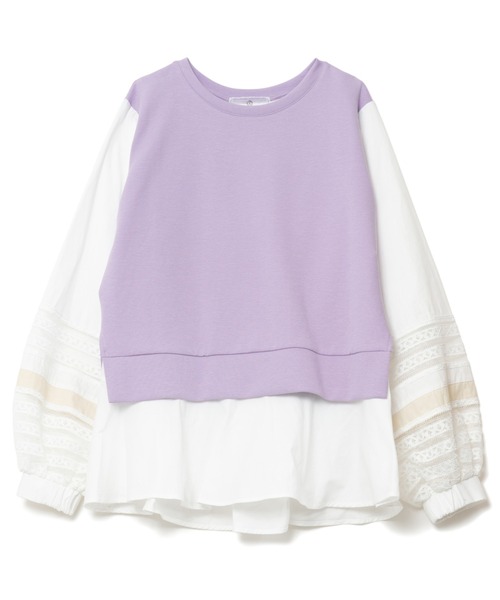LAYMEE（レイミー）の「Miran lace CS / ミランレースカットソー（Tシャツ/カットソー・レディース・キャメル/ラベンダー/ネイビー・FREE）」の5枚目の写真
