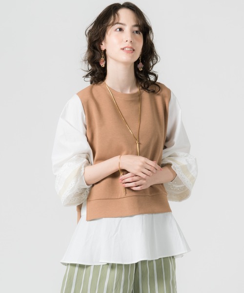 LAYMEE（レイミー）の「Miran lace CS / ミランレースカットソー（Tシャツ/カットソー・レディース・キャメル/ラベンダー/ネイビー・FREE）」の13枚目の写真