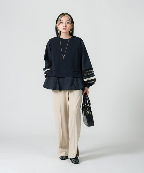 LAYMEE（レイミー）の「Miran lace CS / ミランレースカットソー（Tシャツ/カットソー・レディース・キャメル/ラベンダー/ネイビー・FREE）」の17枚目の写真