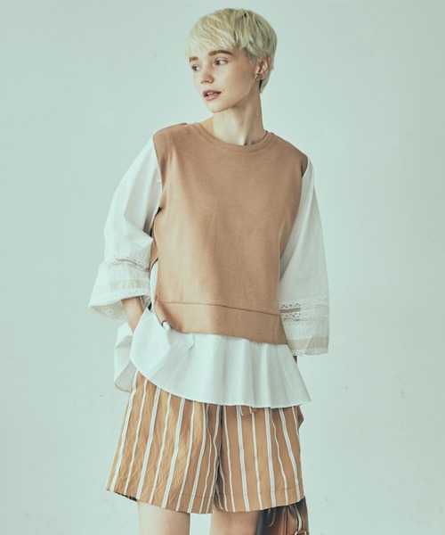 LAYMEE（レイミー）の「Miran lace CS / ミランレースカットソー（Tシャツ/カットソー・レディース・キャメル/ラベンダー/ネイビー・FREE）」の21枚目の写真