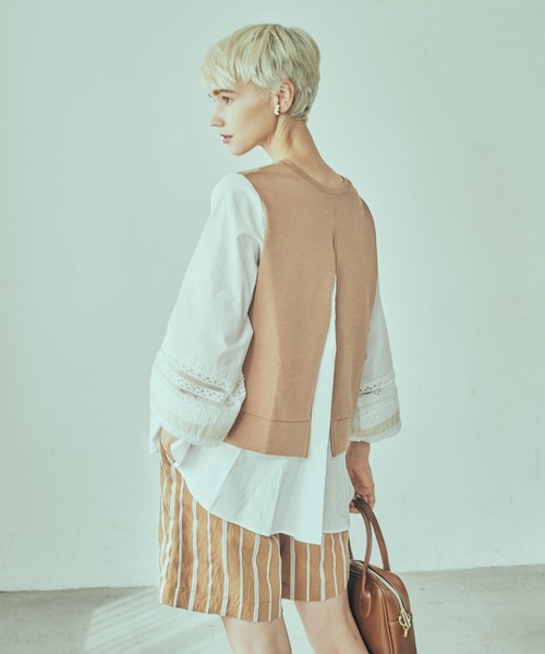 LAYMEE（レイミー）の「Miran lace CS / ミランレースカットソー（Tシャツ/カットソー・レディース・キャメル/ラベンダー/ネイビー・FREE）」の22枚目の写真