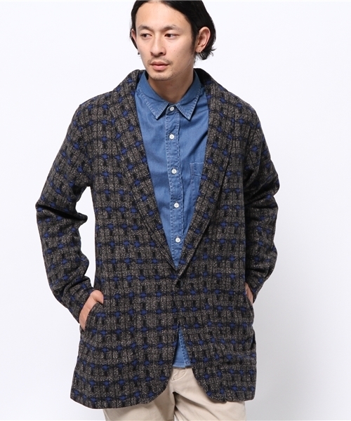 OUTLET(アウトレット)の「【Lui's】ロング柄ジャケット(その他アウター・メンズ・ブルー/ホワイト・MEDIUM/SMALL)」の1枚目の写真