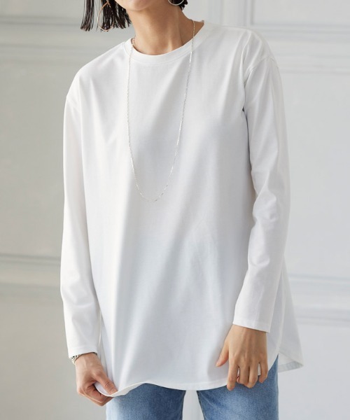 RASW（ラス）の「RASW GIZAコットンロングスリーブTシャツ（Tシャツ/カットソー・レディース・ライトグレー/ブラック/オフホワイト/モカ・M/L）」の19枚目の写真