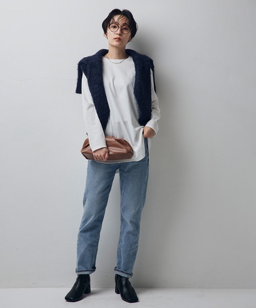 RASW（ラス）の「RASW GIZAコットンロングスリーブTシャツ（Tシャツ/カットソー・レディース・ライトグレー/ブラック/オフホワイト/モカ・M/L）」の22枚目の写真