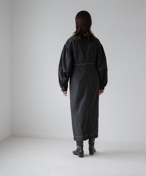 yuw（ユウ）の「ハイショクステッチワンピース　259713（ワンピース・レディース・ブラック/ベージュ・FREE）」の10枚目の写真