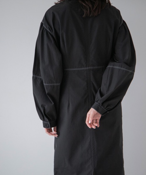 yuw（ユウ）の「ハイショクステッチワンピース　259713（ワンピース・レディース・ブラック/ベージュ・FREE）」の3枚目の写真