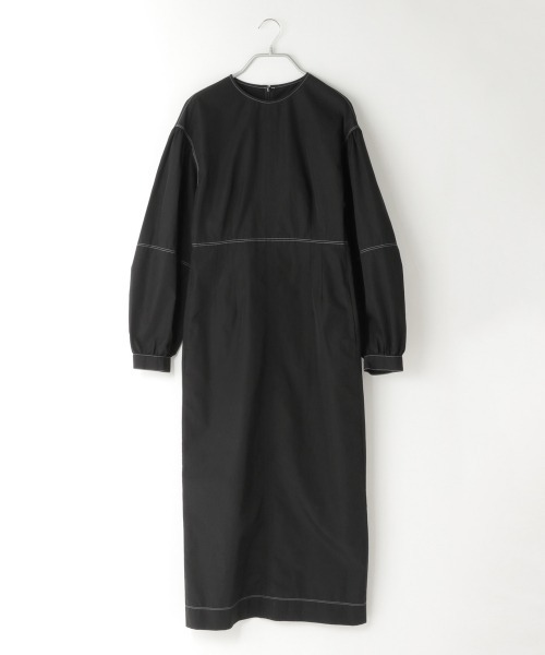 yuw（ユウ）の「ハイショクステッチワンピース　259713（ワンピース・レディース・ブラック/ベージュ・FREE）」の6枚目の写真