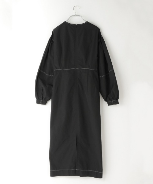 yuw（ユウ）の「ハイショクステッチワンピース　259713（ワンピース・レディース・ブラック/ベージュ・FREE）」の4枚目の写真