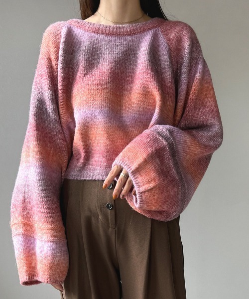 Bab（バブ）の「グラデーションショートニットプルオーバー（ニット/セーター・レディース・ピンク/ブルー・FREE）」の13枚目の写真