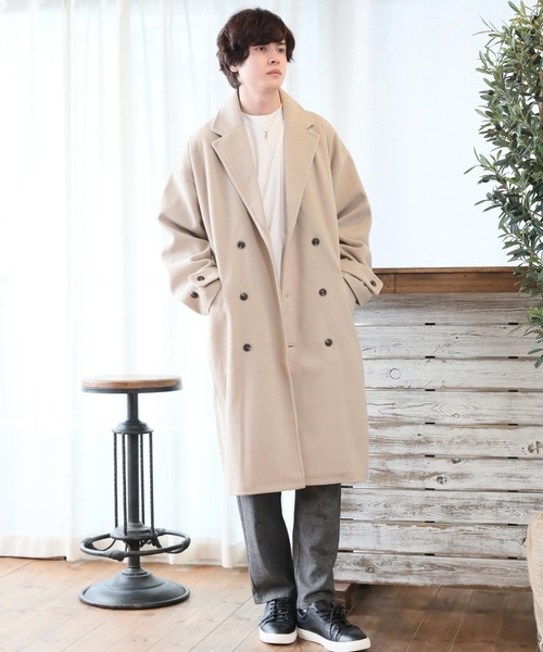 ARCADE(アーケード)の「テックメルトンダブルチェスターコート(チェスターコート・メンズ・その他/ダークネイビー/キャメル/キナリ/ブラック・L/XL/M)」の7枚目の写真