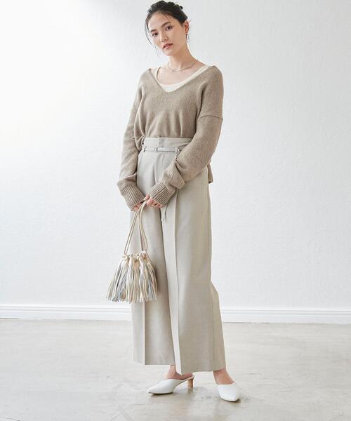 green label relaxing（グリーンレーベルリラクシング）の「ロービング DEEP Vネック プルオーバー ニット -ウォッシャブル-（ニット/セーター・レディース・オフホワイト/ピンク/モカ・FREE）」の19枚目の写真