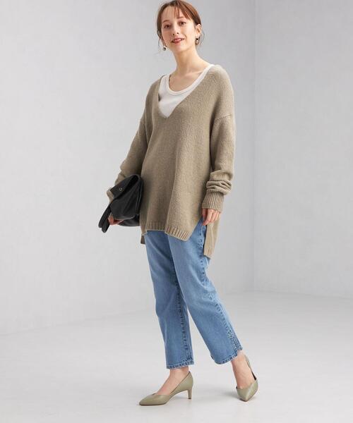 green label relaxing（グリーンレーベルリラクシング）の「ロービング DEEP Vネック プルオーバー ニット -ウォッシャブル-（ニット/セーター・レディース・オフホワイト/ピンク/モカ・FREE）」の15枚目の写真