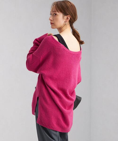 green label relaxing（グリーンレーベルリラクシング）の「ロービング DEEP Vネック プルオーバー ニット -ウォッシャブル-（ニット/セーター・レディース・オフホワイト/ピンク/モカ・FREE）」の12枚目の写真