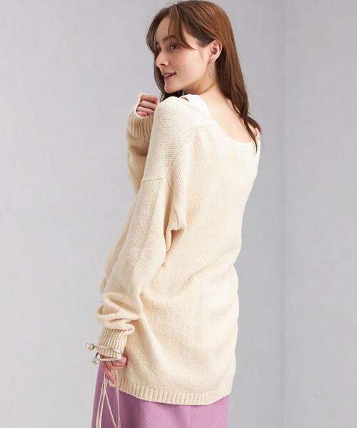 green label relaxing（グリーンレーベルリラクシング）の「ロービング DEEP Vネック プルオーバー ニット -ウォッシャブル-（ニット/セーター・レディース・オフホワイト/ピンク/モカ・FREE）」の6枚目の写真