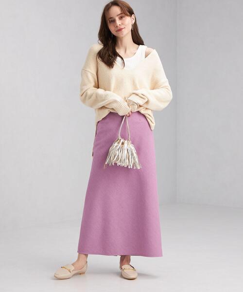 green label relaxing（グリーンレーベルリラクシング）の「ロービング DEEP Vネック プルオーバー ニット -ウォッシャブル-（ニット/セーター・レディース・オフホワイト/ピンク/モカ・FREE）」の21枚目の写真