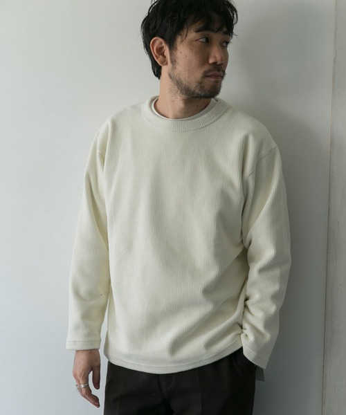 URBAN RESEARCH DOORS（アーバンリサーチドアーズ）の「コーデュロイロングスリーブTシャツ（Tシャツ/カットソー・メンズ・ホワイト/ブラウン/グレー系その他/ピンクベージュ・40/38）」の9枚目の写真