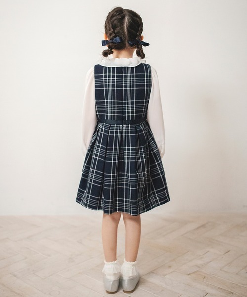 BRANSHES(ブランシェス)の「【キメ服】チェック柄ジャンパースカート(ジャンパースカート・キッズ・ネイビー・110cm/120cm/130cm)」の7枚目の写真
