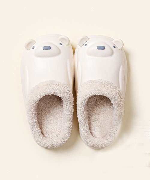 aimoha(アイモハ)の「【aimoha-KIDS-】【定番】激かわいい立体的なクマ 防水ボアルームシューズ(ルームシューズ/スリッパ・キッズ・ベージュ/グレー/ピンク/イエロー・22cm/17cm/18cm/19cm/20cm/21cm/19㎝)」の2枚目の写真