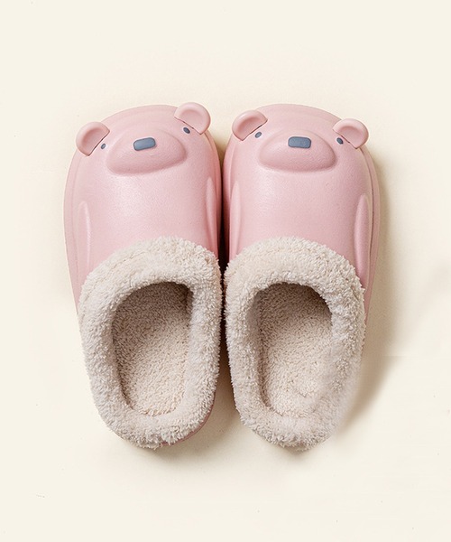 aimoha(アイモハ)の「【aimoha-KIDS-】【定番】激かわいい立体的なクマ 防水ボアルームシューズ(ルームシューズ/スリッパ・キッズ・ベージュ/グレー/ピンク/イエロー・22cm/17cm/18cm/19cm/20cm/21cm/19㎝)」の4枚目の写真