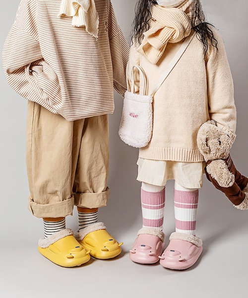 aimoha(アイモハ)の「【aimoha-KIDS-】【定番】激かわいい立体的なクマ 防水ボアルームシューズ(ルームシューズ/スリッパ・キッズ・ベージュ/グレー/ピンク/イエロー・22cm/17cm/18cm/19cm/20cm/21cm/19㎝)」の7枚目の写真